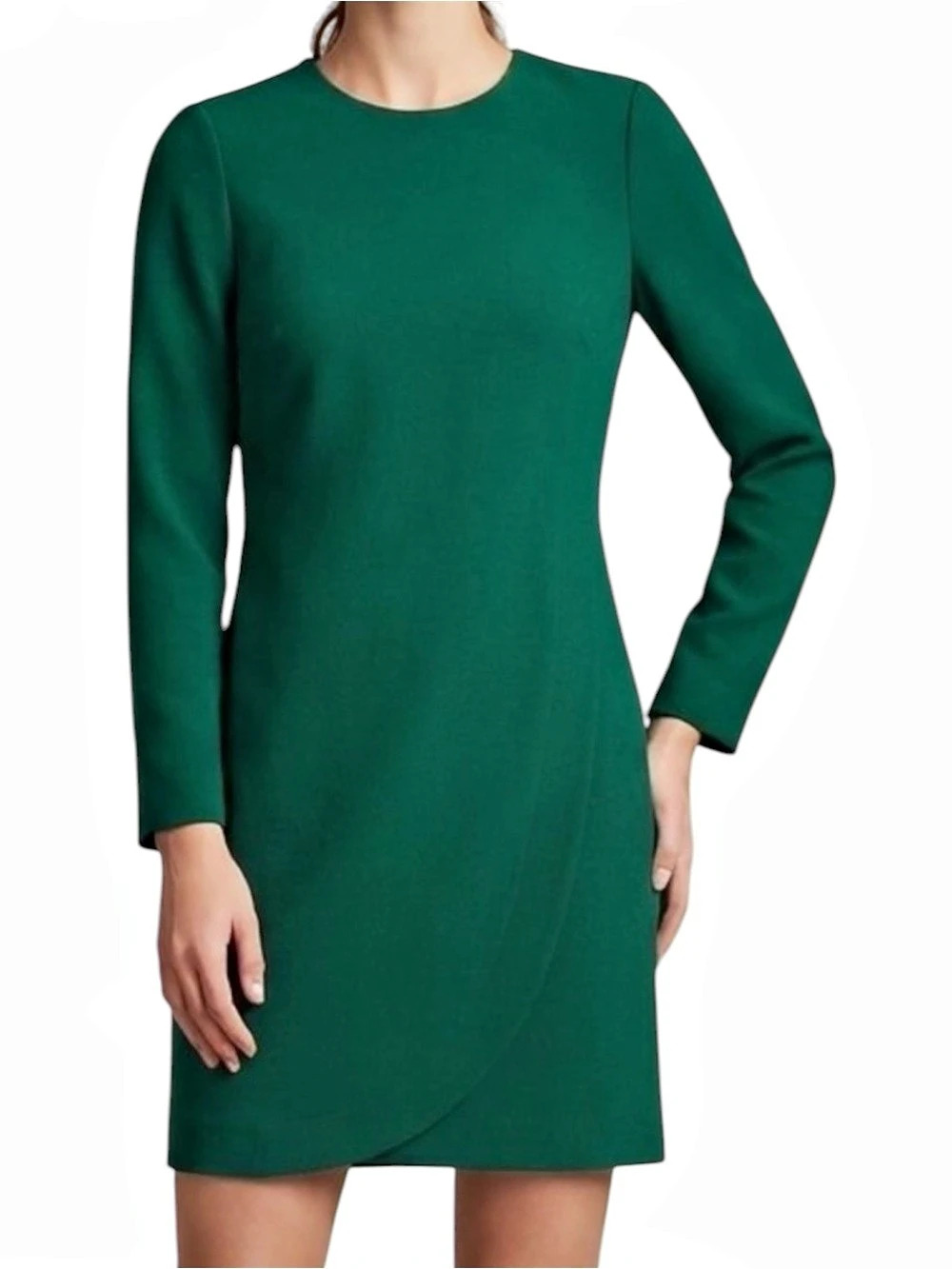 J Crew Long Sleeve Shift Dress Emerald Green Size 00